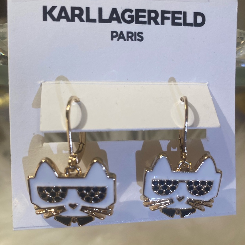 KARL LAGERFELD PARIS
Gold-Tone Color Pavé Choupette Drop Earrings retail: $45